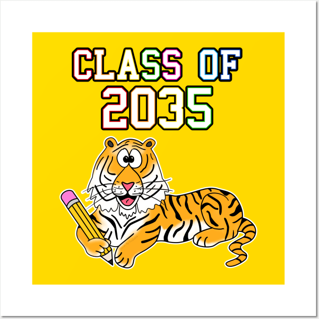 Class Of 2035 Tiger First Day Of School Wall Art by doodlerob